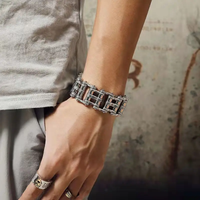 AliExpress Qiaonitu 25mm Heavy Punk Stainless Steel Men Bicycle Bike Bracelet Hiphop Titanium Biker Motorcycle Chain Bracelets Bangles Jewelry