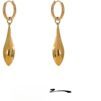 Yhpup Stainless Steel Glossy Water Drop Dangle Hoop Earrings Tarnish Resistant Metal Attractive Jewelry Accessories High Quality