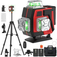 16-Linien-Lasernivelliergerät, 360° ° Selbstnivellierendes Laserwerkzeug, ausgestattet mit 2 wiederaufladbaren Batterien, extrem starker grüner Lasernivellierer