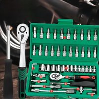 AliExpress 46pcs Green Tool Set, Car Repair Machine Set and Home Mechanical Set, Bicycle Repair Tools, 1/4 Drive Depth and Standard Socke