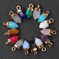 5pcs/lot Retro Bullet Pendant Natural Chalcedony Amethysts Energy Stone Charms For Jewelry Making Earrings Bracelet DIY Accessoi