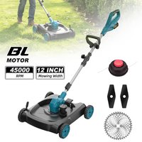3-in-1 Akku-Rasentrimmer, 4500W 45000RPM Hochleistungs-Elektro-Rasenmäher, 12 Zoll Schnittbreite, 110-128cm Teleskopstange, 3-stufige Höhenverstellung, 180° ° Drehbarer Kopf, passend für Makita-Akku