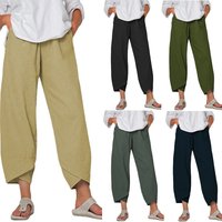 2025 Spring/Summer New Women's Wide-Leg Pants, Pure Color, Large Size, Loose, Casual, Seven-Inch Pants