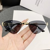 2025 New Frameless Edged Cat Eye Sunglasses High-end Personality Fashionable Sunglasses 90290