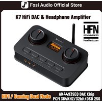 Fosi Audio K7 Bluetooth Gaming Headphone Amplifier Planar Headphone HiFi DAC AMP Mic Input USB Gaming DAC for PS5 PC Switch