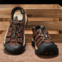 New Arrival Summer Sandals Men Soft Leather Shoes Man Sandalias Outdoor Antiskid Beach Sandals Hollow Shoes Handmade Footwear