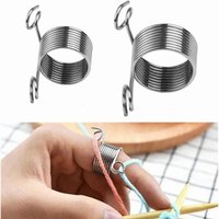 2 PCS Ring Type Knitting Tools Finger Wear Thimble Yarn Spring Guides Stainless Steel Needle Thimble Sewing Accessories 5BB5705