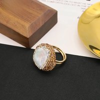 GLSEEVO Natural Baroque Shaped Pearl Ladies Ring Elegant Beautiful Personality Fashion Luxury Banquet Ball Girls Jewelry Gift