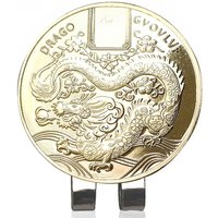 Removable Golf Ball Marker year of the Golden DragonWith Magnetic Hat Cap Clips Gift For Golfer Boys Girl Alloy Marker