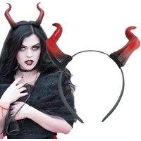Red Devil Horn Headpiece Cosplay Black Queen Girls Gothic Animal Headwear Halloween Carnival Party Purim Costume Props Gifts