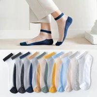 3 Pairs Summer No Show Silk Socks Mens Cotton Nylon Thin Transparent Breathable Deodorant Invisible Ankle Socks Street Fashion