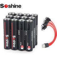 Soshine USB 1100mWh Lithium Batteries 1.5V AAA 1100mWh Rechargeable Battery 1000 Times Cycle for Remote Control Wireless Mouse