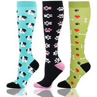 AliExpress Running Men Women New Compression Socks Funny Animal Cat Dog Prints Unisex Outdoor Running Cycling Long Pressure Stockings High