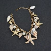 Cute Sweet Starfish Shell Conch Bracelet for Women New Personality Fashion Pearl Summer Beach Jewelry Holiday Party Accessories