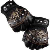 AliExpress Punk Skulls Rivet PU Leather Gloves Men Women Fashion Hip Hop Anti-slip Half Finger Gloves Summer Cycling Motorcycle Accessories