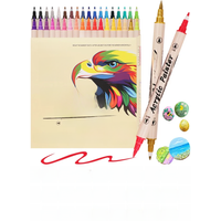 Double Ended Acrylic Marker 12/24/36 Color Waterproof Art Supplies School Stationery