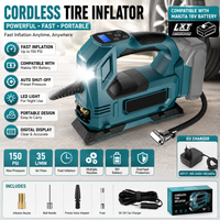 Pompe de gonflage de pneus sans fil compatible avec la batterie Makita 18V BL1815 BL1830 BL1840 BL1850, compresseur d'air électrique portable, pompe de gonflage rapide pour pneus de voiture avec