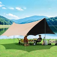 Black 8-Sided Camping Tarp – Waterproof Sun Shelter, 99% UV Block for Beach, Picnic & Outdoor Adventures