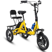 AliExpress Daibot 48V 350W Electric Folding Bike for Adults Women 14 Inch Three Wheel Electric Tricycle With Passenger Seat/Big Basket