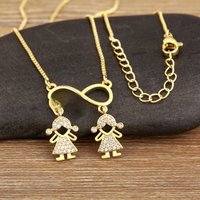 Nidin New Trendy Boy And Girl Love Letter Charm Pendant Necklaces For Women Fashion Versatile Fine Jewelry Mother's Day Gifts