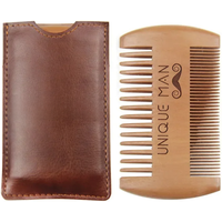 Men's Wooden Beard Comb with Leather Case Mustache Hair Comb For Men Fine Coarse Teeth Perfect Beard Balms Essential Oils Comb