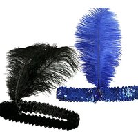 Halloween Feather Hairband Rhinestone Sequins Ostrich Feather Hair Hoop Cosplay Indian Feather Headwear Feather Headdress