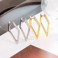 925 Sterling Silver Pentagonal Rhombus Geometric Hoop Earrings for Women S925 Wedding Party Jewelry Gift Aretes De Mujer