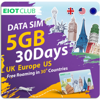 EIOTCLUB Europe SIM Card 5GB 30DAY, Coverage in 37 European Countries & USA, Travel SIM for Phone, WiFi Router, Hotspot