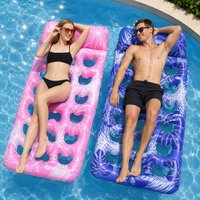 Inflatable Pool Floats Mat - Pool Floaties Adults Size with Headrest, Sun Tanning Raft Lake Beach Swimming Pool Party Toys Float