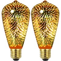 TIANFAN 2pcs/Pack ST64 Edison LED Bulb, 4W 2700K Warm Light 110V/220V Silver Gold 3D Effictive Decorative Light Bulb Firework