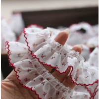 3meter/lot Printed Flower Pleated Mesh Yarn Lace Trim Ribbon DIY Decoration Sock Small Trims Lace X1252
