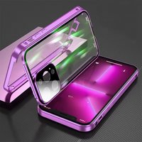 Double Sided HD Glass Metal Frame Case For iPhone17 16 15 14 13 12 11 Pro Max Shockproof Lock Catch Cover Camera Lens Protection