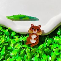 KUGUYS Cute Bear Crocodile Brooch for Women Men Acrylic Novelty Jewelry Fashion Interesting Accessories