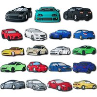 19pcs Mini Car Charms For Shoes Decoration Track JDM Racing PVC Shoe Charms Fit Clog Sandals Accessories Birthday Party Gift