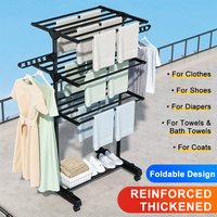 Space-Saving Single Pole Folding Clothes Airer Freestanding Drying Rack for Indoor Outdoor Black Carbon Steel Sturdy Portable