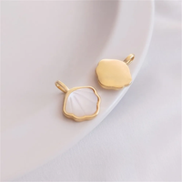 Natural she-shell fan-shaped pendant 14K bag gold color shell necklace pendant handmade DIY clavicle chain pendant