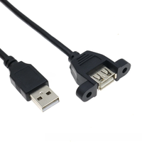 0.3m-5m USB 2.0 Male-to-Female Extension Cable With Panel Mounting Screw Holes to Fix Industrial Control Chassis Adapter