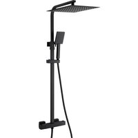 Système de douche thermostatique noir, ensemble de douche pluie carré 12 pouces, douchette à main 38 ° Salle de bain avec contrôle de température C