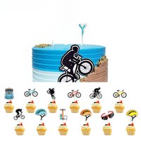 AliExpress Bicycle Cake Topper Happy Birthday Cake Decor Cupcake Topper for Sports Theme Cake Topper Man's or Boy's Birthday Party Supplies