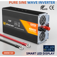 Foursun – inwerter o czystym przebiegu sinusoidalnym, 4000 W, przetwornica napięcia z 12 V DC na 220 V AC, uniwersalna gniazdko europejskie, wyświetlacz LED, akcesoria samochodowe.