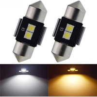 2 X Festoon 28mm 29mm 1.1" 3030 2SMD LED Warm White Car Interior Light Bulbs 12V DC Dome Map Roof Door Stop Lamp Auto Styling