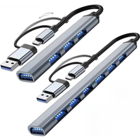 7-in-2 USB HUB Type C HUB Multi USB Splitter USB Adapter OTG USB to USB 3.0 HUB for Macbook Pro 13 15 Air Mi Pro PC Laptop