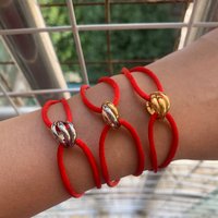 Stainless Steel Red Rope Bracelet 3 Color Round Metal Buckle Ribbon Adjustable Size Bracelet For Women Men Lover DIY Bracelet