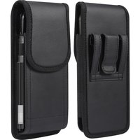 Universal Leather Mobile Phone Waist Bag For iPhone 16 15 13 Pro Max Samsung Xiaomi Vertical Cell Phone Belt Clip Holster Pouch
