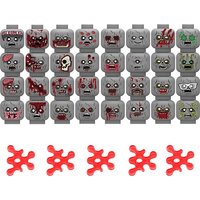 MOC Military Zombie Injured Face Accessories Building Blocks Army Soldiers Figures Head Emotional Weapon Parts Mini Bricks Toys