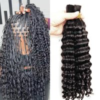 Bulk Human Hair For Braiding Curly Deep Wave No Weft Double Drawn Bulk Human Hair For Boho Braids Knotless