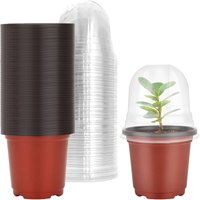 Plant Nursery Pots with Humidity Domes,40 Sets 4 Inch Soft Nursery Pots (40 Pots + 40 Clear Lids), Seed Starter Pots Small Plant