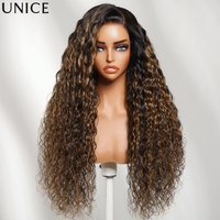 UNice No-Slip Cap 7x5 Lace Balayage Highlights Water Wave Wig Human Hair Side Part Glueless Wig Ready To Wear & Go image 3