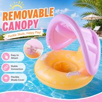 1PC Inflatable Pool Floats Ring with Removable Sun Canopy Swimming Seat Ring Sunshade Float for Summer Beach Pool