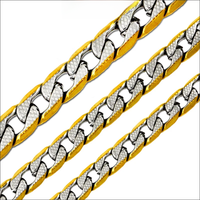 LUXUSTEEL Cuban Chain Necklace for Men Women Golden Plated Mixed Silver Stainless Steel Pattern Curb Link Chain Male Collar